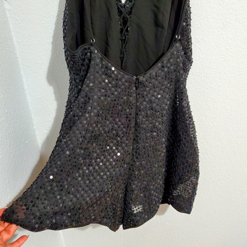 Nbd Black Sequence Ruffle Romper Size Small - image 3